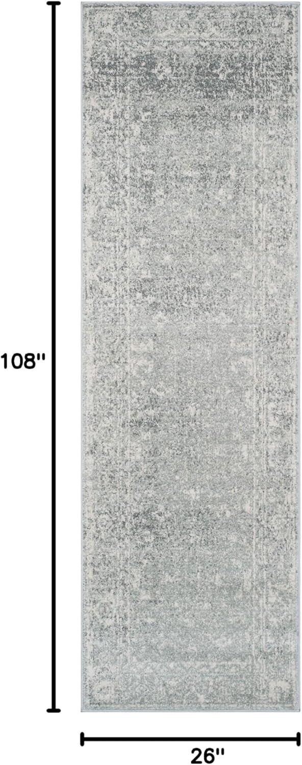 image:imageSAFAVIEH Evoke Collection 8 x 10 Charcoal Ivory EVK270K Shabby Chic Distressed NonShedding Living Room Bedroom Dining Home Office Area RugSilverIvory
