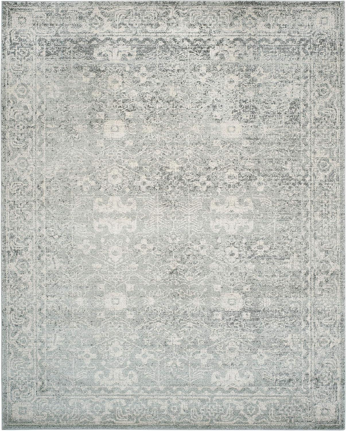 image:imageSAFAVIEH Evoke Collection 8 x 10 Charcoal Ivory EVK270K Shabby Chic Distressed NonShedding Living Room Bedroom Dining Home Office Area RugSilverIvory