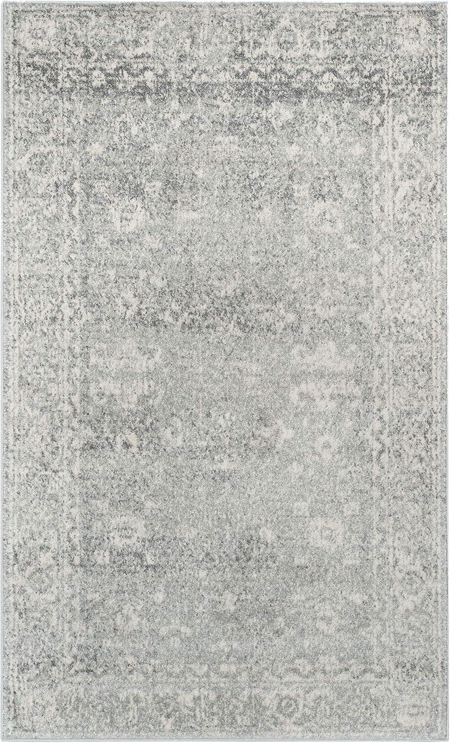 image:imageSAFAVIEH Evoke Collection 8 x 10 Charcoal Ivory EVK270K Shabby Chic Distressed NonShedding Living Room Bedroom Dining Home Office Area RugSilverIvory