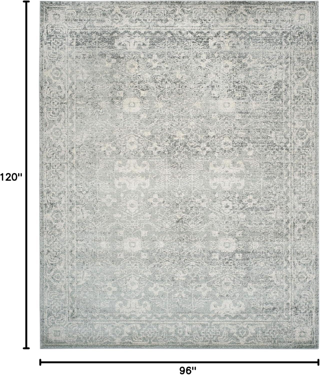 image:imageSAFAVIEH Evoke Collection 8 x 10 Charcoal Ivory EVK270K Shabby Chic Distressed NonShedding Living Room Bedroom Dining Home Office Area RugSilverIvory