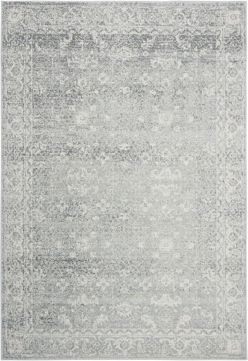 image:imageSAFAVIEH Evoke Collection 8 x 10 Charcoal Ivory EVK270K Shabby Chic Distressed NonShedding Living Room Bedroom Dining Home Office Area RugSilverIvory