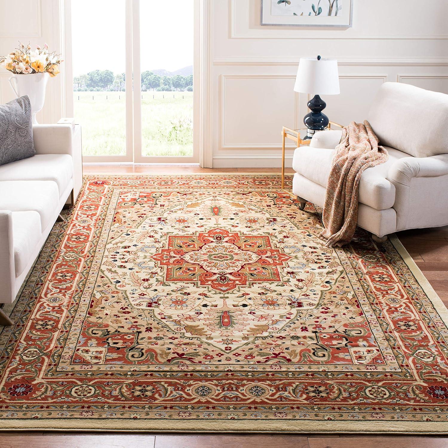 image:imageSAFAVIEH Lyndhurst Collection Area Rug 8 x 11 Ivory amp Red Traditional Oriental Design NonShedding amp Easy Care Ideal for High Traffic Areas in Living Room Bedroom LNH330AIvoryRust