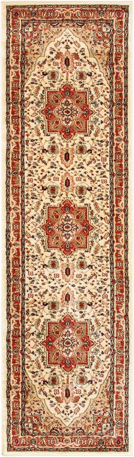 image:imageSAFAVIEH Lyndhurst Collection Area Rug 8 x 11 Ivory amp Red Traditional Oriental Design NonShedding amp Easy Care Ideal for High Traffic Areas in Living Room Bedroom LNH330AIvoryRust