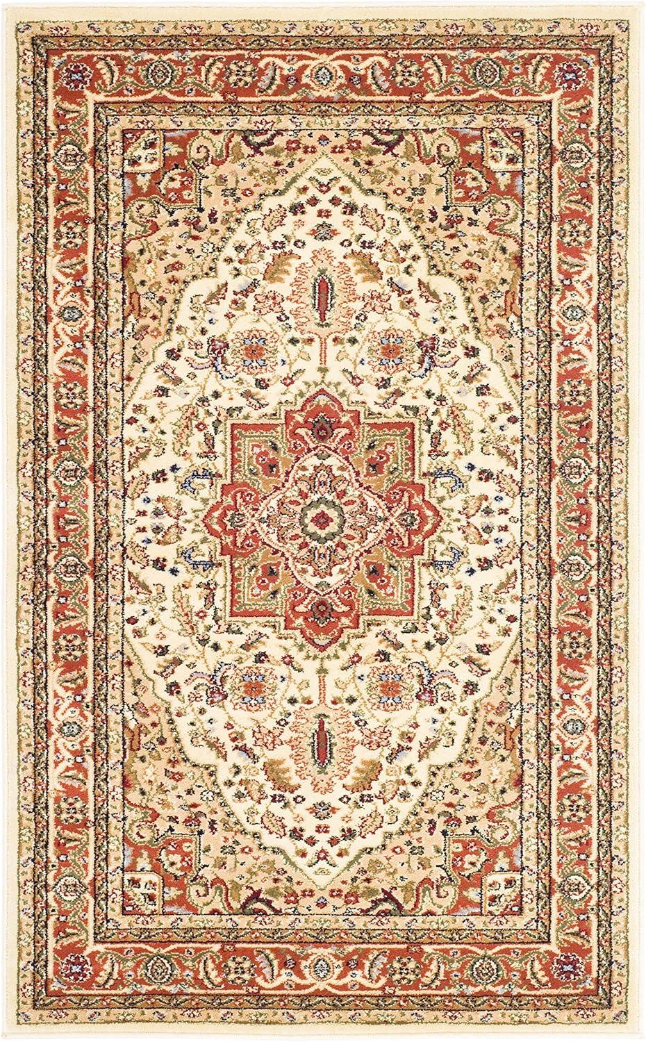 image:imageSAFAVIEH Lyndhurst Collection Area Rug 8 x 11 Ivory amp Red Traditional Oriental Design NonShedding amp Easy Care Ideal for High Traffic Areas in Living Room Bedroom LNH330AIvoryRust