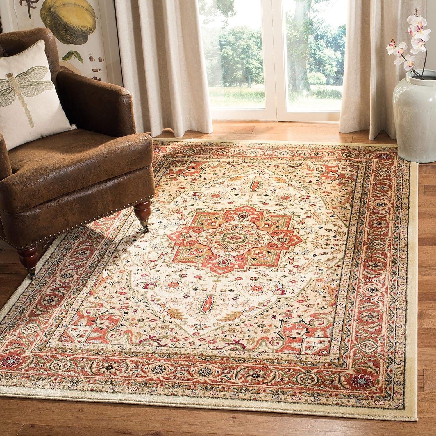 image:imageSAFAVIEH Lyndhurst Collection Area Rug 8 x 11 Ivory amp Red Traditional Oriental Design NonShedding amp Easy Care Ideal for High Traffic Areas in Living Room Bedroom LNH330AIvoryRust