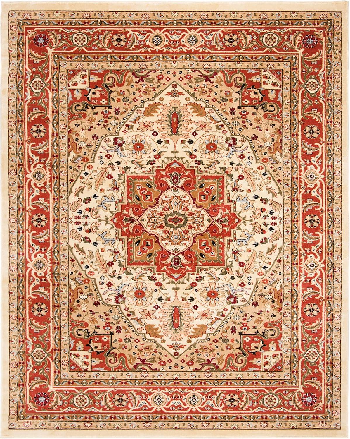 image:imageSAFAVIEH Lyndhurst Collection Area Rug 8 x 11 Ivory amp Red Traditional Oriental Design NonShedding amp Easy Care Ideal for High Traffic Areas in Living Room Bedroom LNH330AIvoryRust