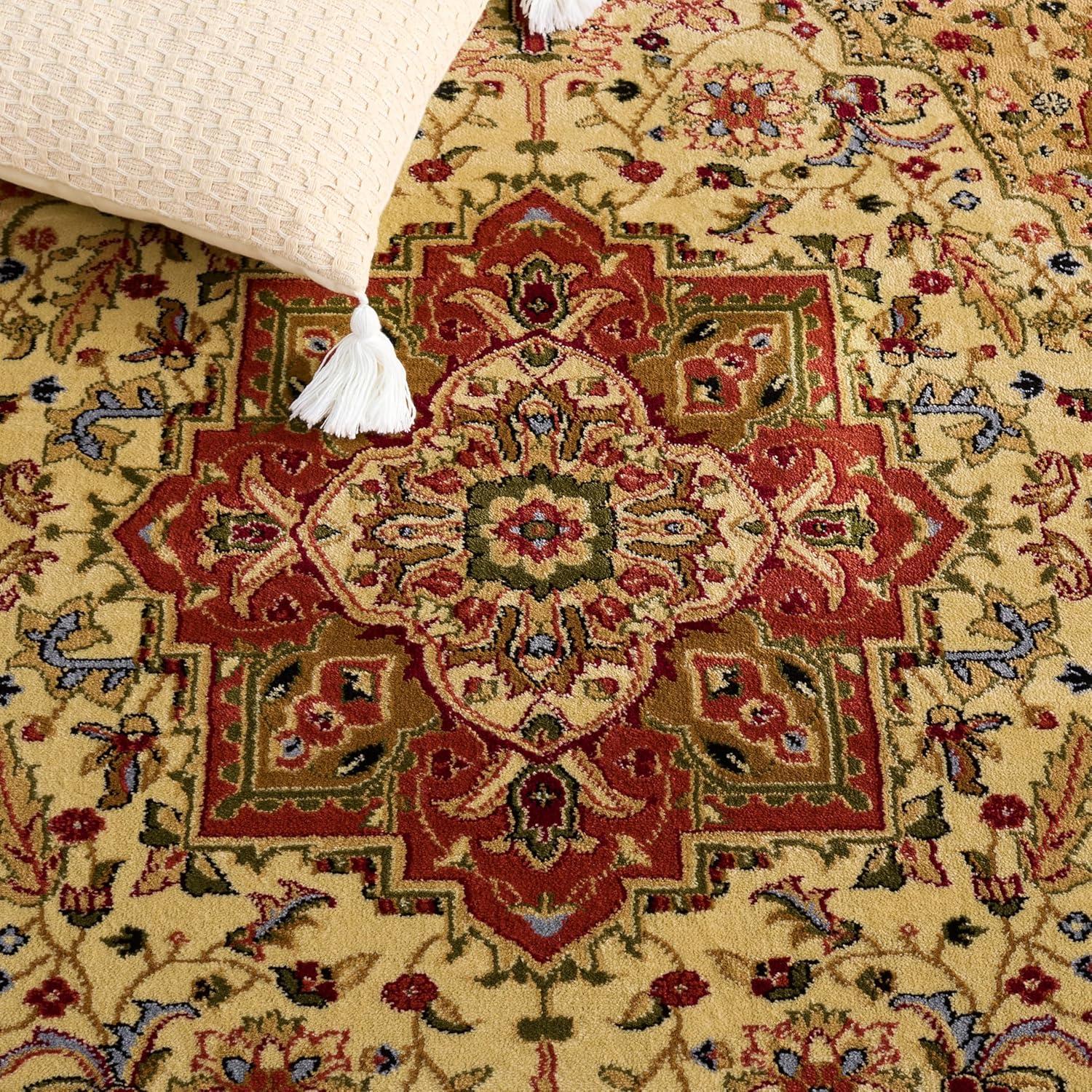 image:imageSAFAVIEH Lyndhurst Collection Area Rug 8 x 11 Ivory amp Red Traditional Oriental Design NonShedding amp Easy Care Ideal for High Traffic Areas in Living Room Bedroom LNH330AIvoryRust