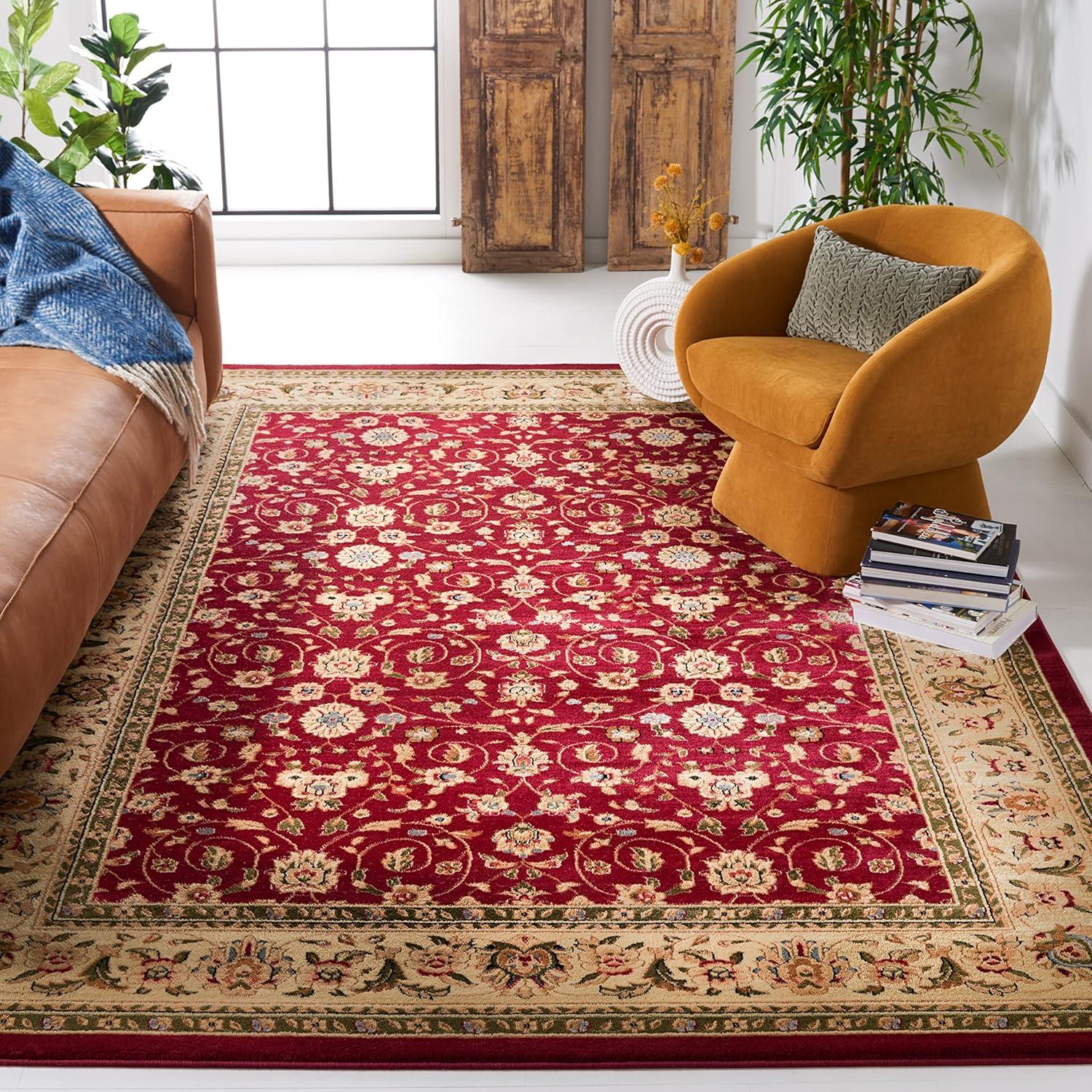 image:imageSAFAVIEH Lyndhurst Collection Area Rug 8 x 11 Red amp Ivory Traditional Oriental Design NonShedding amp Easy Care Ideal for High Traffic Areas in Living Room Bedroom LNH312ARedIvory