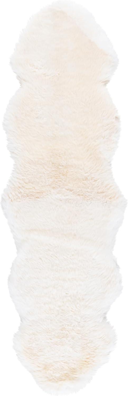 image:imageSAFAVIEH Sheep Skin Collection Accent Rug 4 x 6 Natural amp White Handmade Rustic Glam Genuine Pelt 34inch Thick Ideal for High Traffic Areas in Entryway Living Room Bedroom SHS211ANaturalWhite