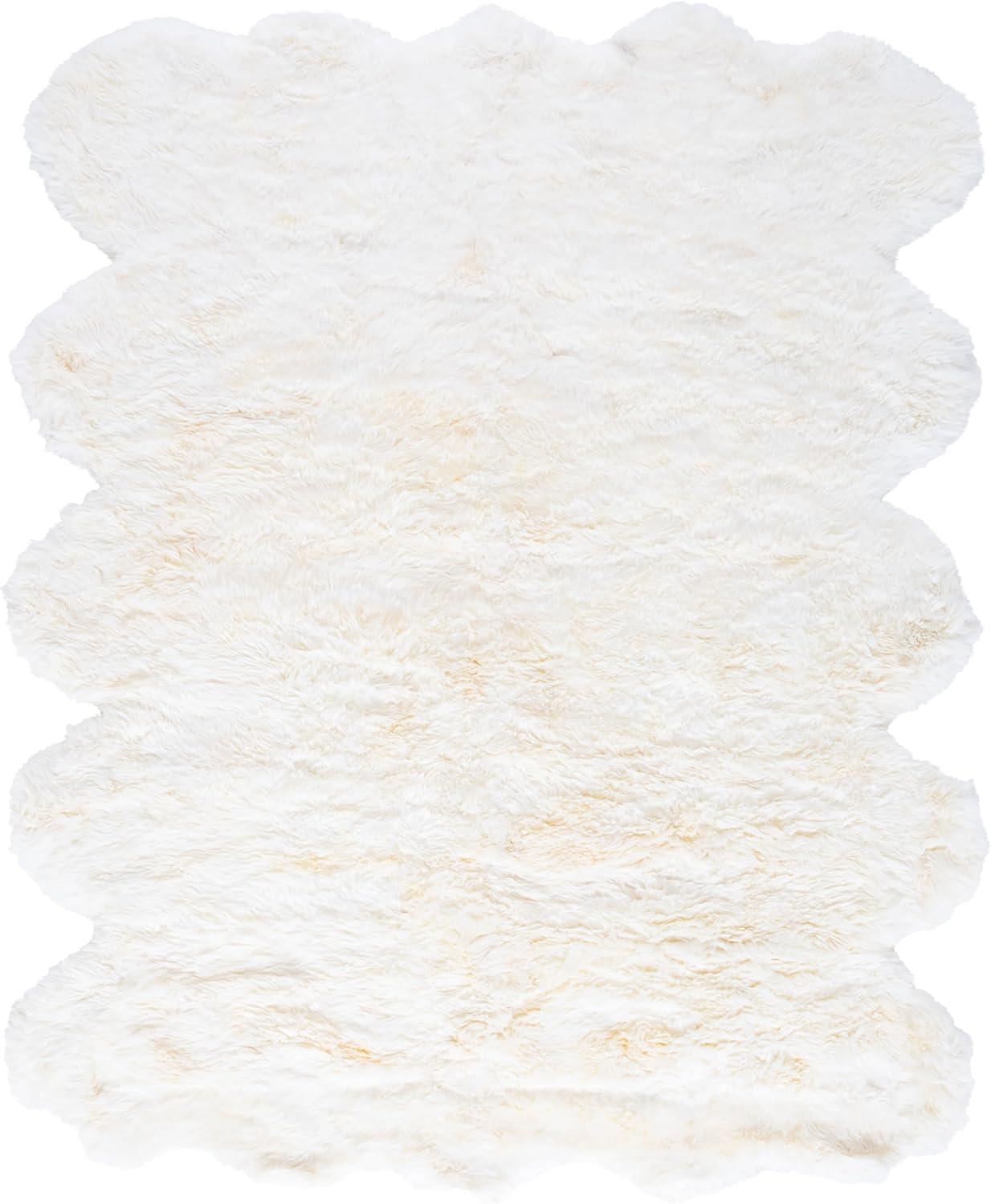 image:imageSAFAVIEH Sheep Skin Collection Accent Rug 4 x 6 Natural amp White Handmade Rustic Glam Genuine Pelt 34inch Thick Ideal for High Traffic Areas in Entryway Living Room Bedroom SHS211ANaturalWhite