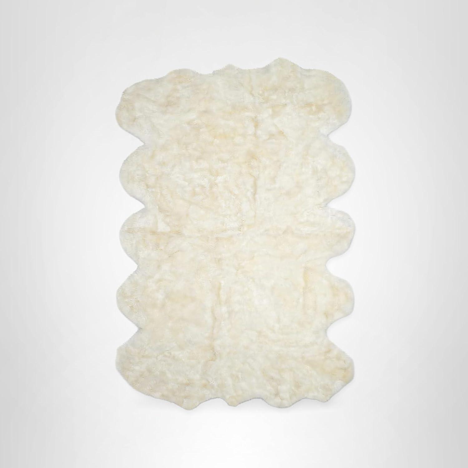 image:imageSAFAVIEH Sheep Skin Collection Accent Rug 4 x 6 Natural amp White Handmade Rustic Glam Genuine Pelt 34inch Thick Ideal for High Traffic Areas in Entryway Living Room Bedroom SHS211ANaturalWhite