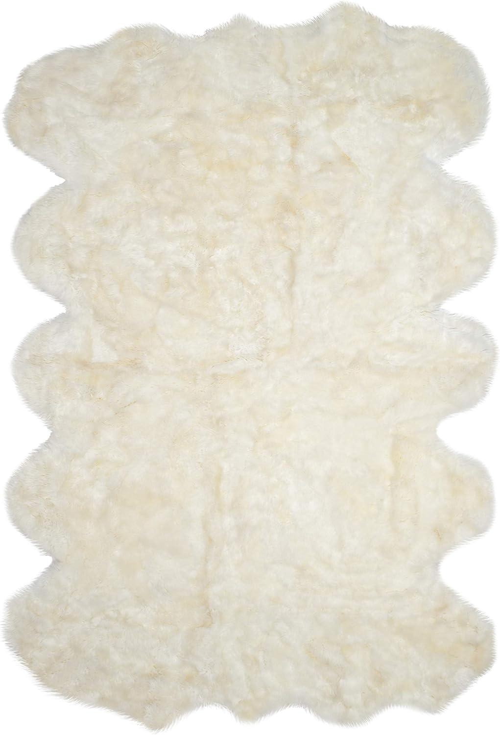 image:imageSAFAVIEH Sheep Skin Collection Accent Rug 4 x 6 Natural amp White Handmade Rustic Glam Genuine Pelt 34inch Thick Ideal for High Traffic Areas in Entryway Living Room Bedroom SHS211ANaturalWhite