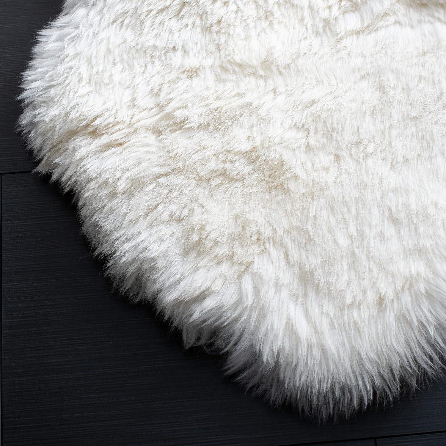 image:imageSAFAVIEH Sheep Skin Collection Accent Rug 4 x 6 Natural amp White Handmade Rustic Glam Genuine Pelt 34inch Thick Ideal for High Traffic Areas in Entryway Living Room Bedroom SHS211ANaturalWhite
