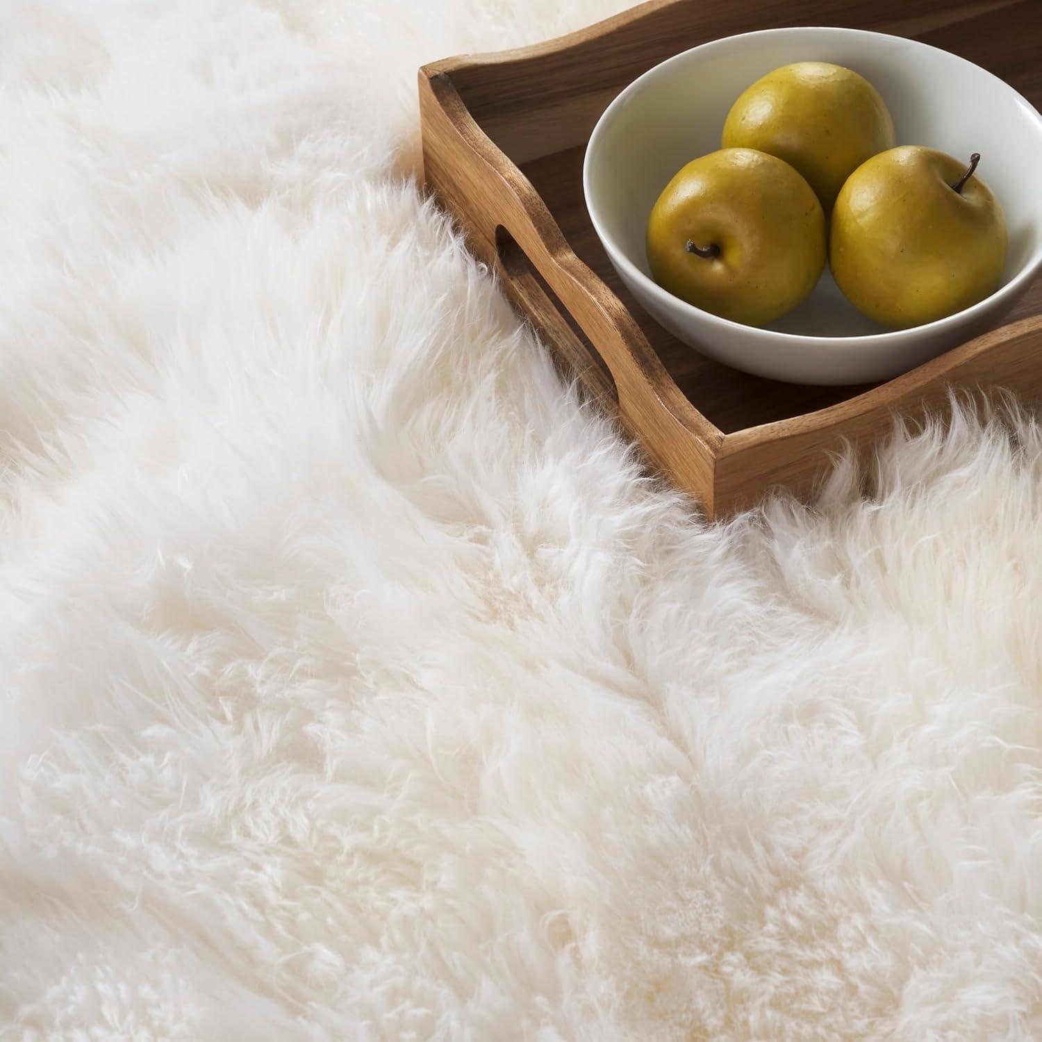 image:imageSAFAVIEH Sheep Skin Collection Accent Rug 4 x 6 Natural amp White Handmade Rustic Glam Genuine Pelt 34inch Thick Ideal for High Traffic Areas in Entryway Living Room Bedroom SHS211ANaturalWhite