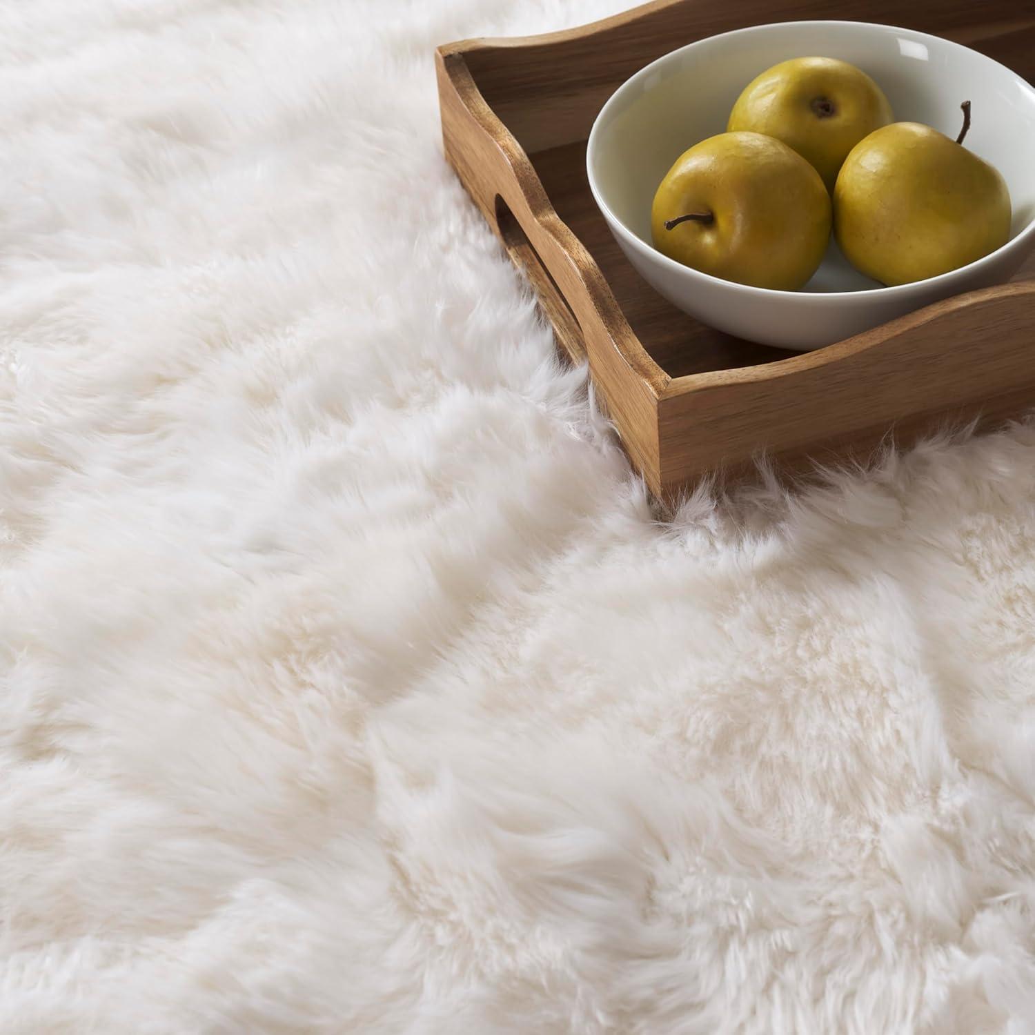 image:imageSAFAVIEH Sheep Skin Collection Accent Rug 4 x 6 Natural amp White Handmade Rustic Glam Genuine Pelt 34inch Thick Ideal for High Traffic Areas in Entryway Living Room Bedroom SHS211ANaturalWhite