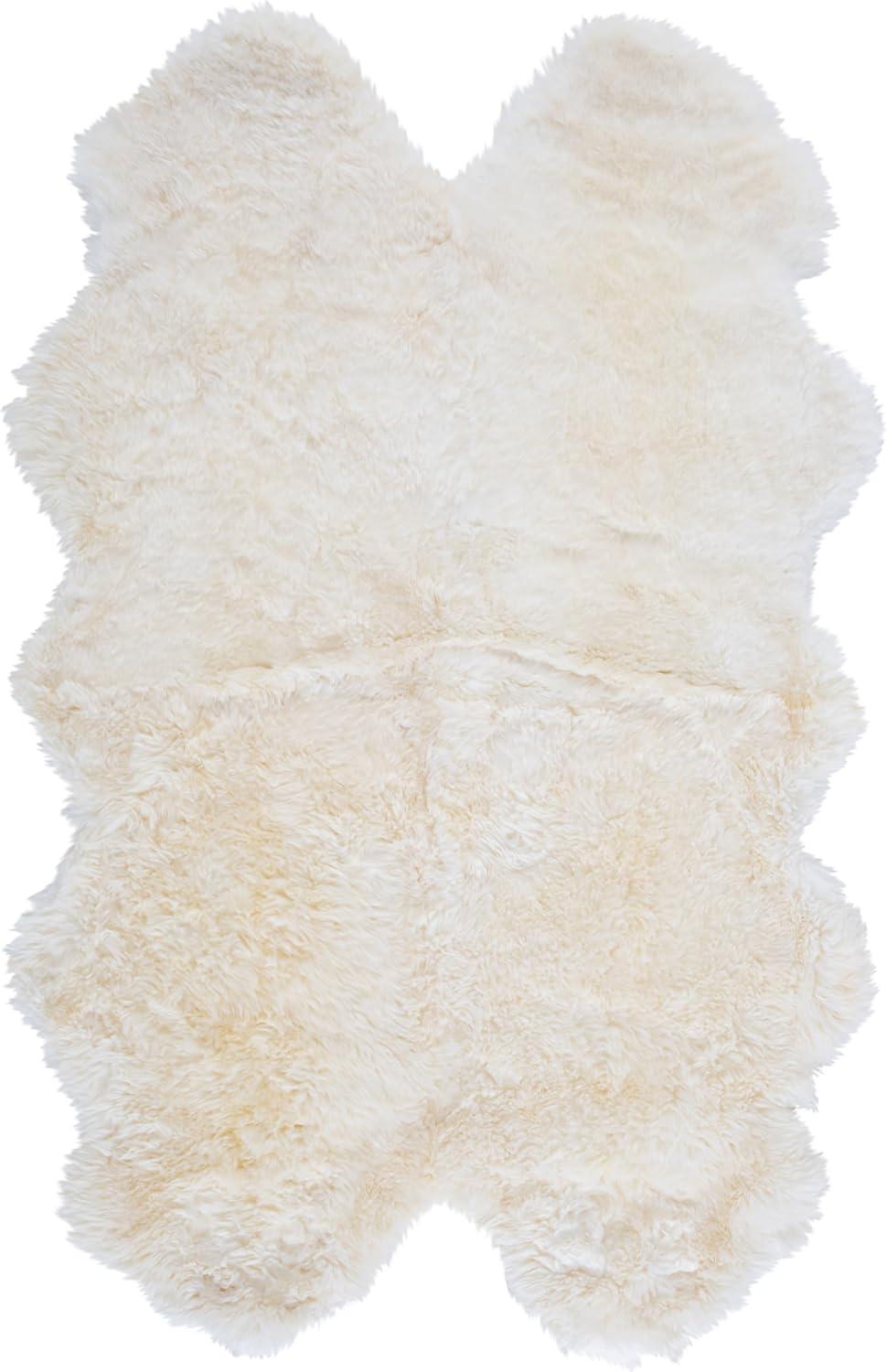 image:imageSAFAVIEH Sheep Skin Collection Accent Rug 4 x 6 Natural amp White Handmade Rustic Glam Genuine Pelt 34inch Thick Ideal for High Traffic Areas in Entryway Living Room Bedroom SHS211ANaturalWhite