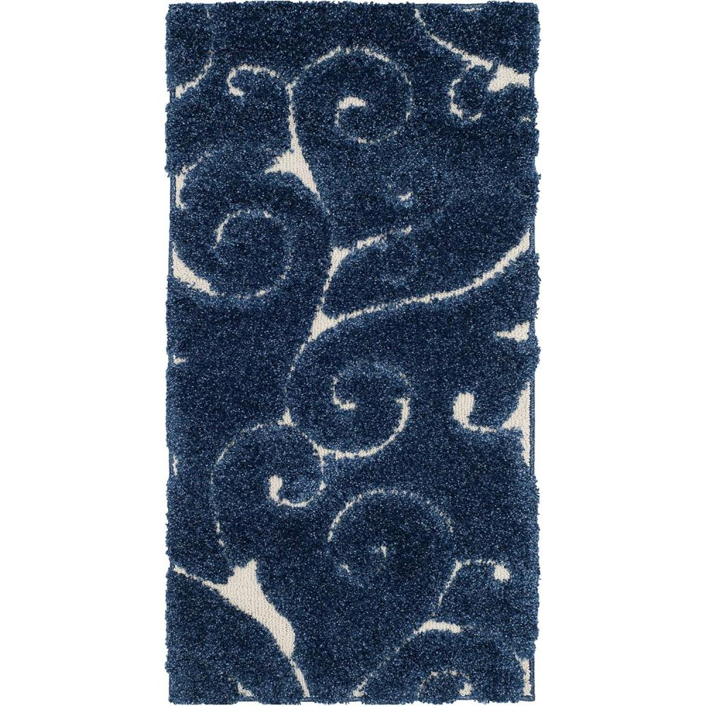 image:imageSAFAVIEH Area Rug 8x10  Florida Shag Collection  Large  Cream amp Blue Scroll Design NonShedding amp Easy to Clean HighLow Plush Pile Ideal for Living Room Bedroom Dining Space SG4551165Dark BlueCream