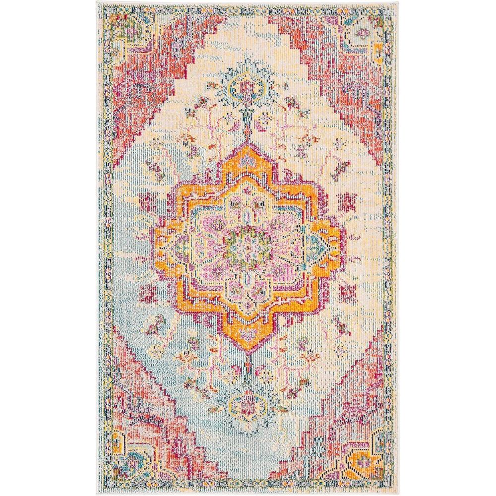 image:imageSAFAVIEH Crystal Collection Area Rug 8 x 10 Teal amp Rose Medallion Distressed Design NonShedding amp Easy Care Ideal for High Traffic Areas in Living Room Bedroom CRS501TLight BlueFuchsia