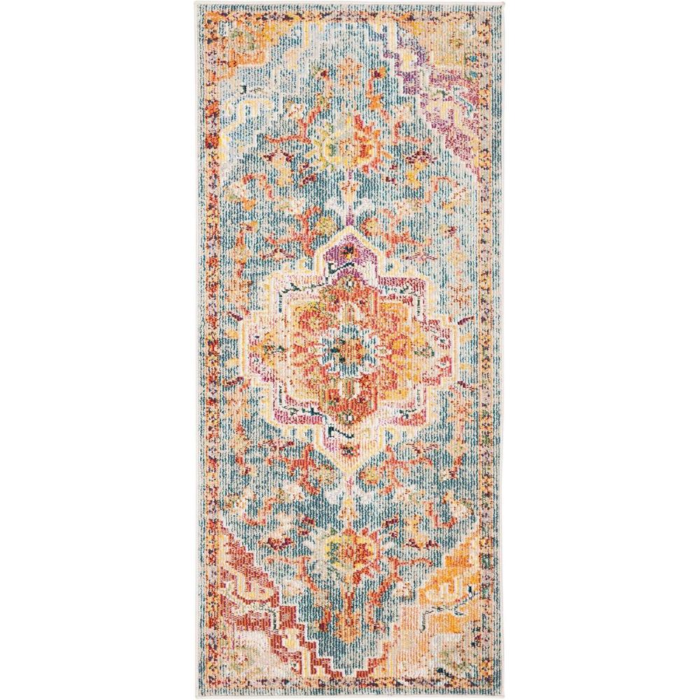 image:imageSAFAVIEH Crystal Collection Area Rug 8 x 10 Teal amp Rose Medallion Distressed Design NonShedding amp Easy Care Ideal for High Traffic Areas in Living Room Bedroom CRS501TOrangeTeal