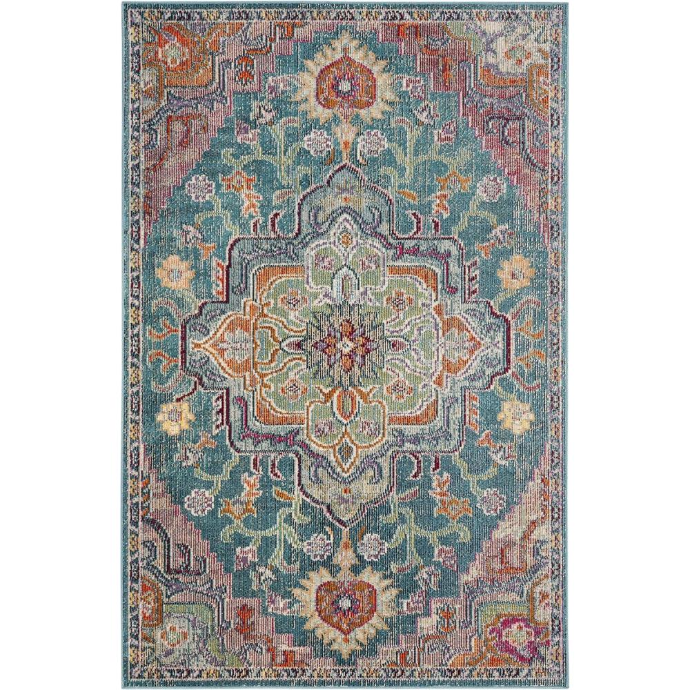 image:imageSAFAVIEH Crystal Collection Area Rug 8 x 10 Teal amp Rose Medallion Distressed Design NonShedding amp Easy Care Ideal for High Traffic Areas in Living Room Bedroom CRS501TTealRose