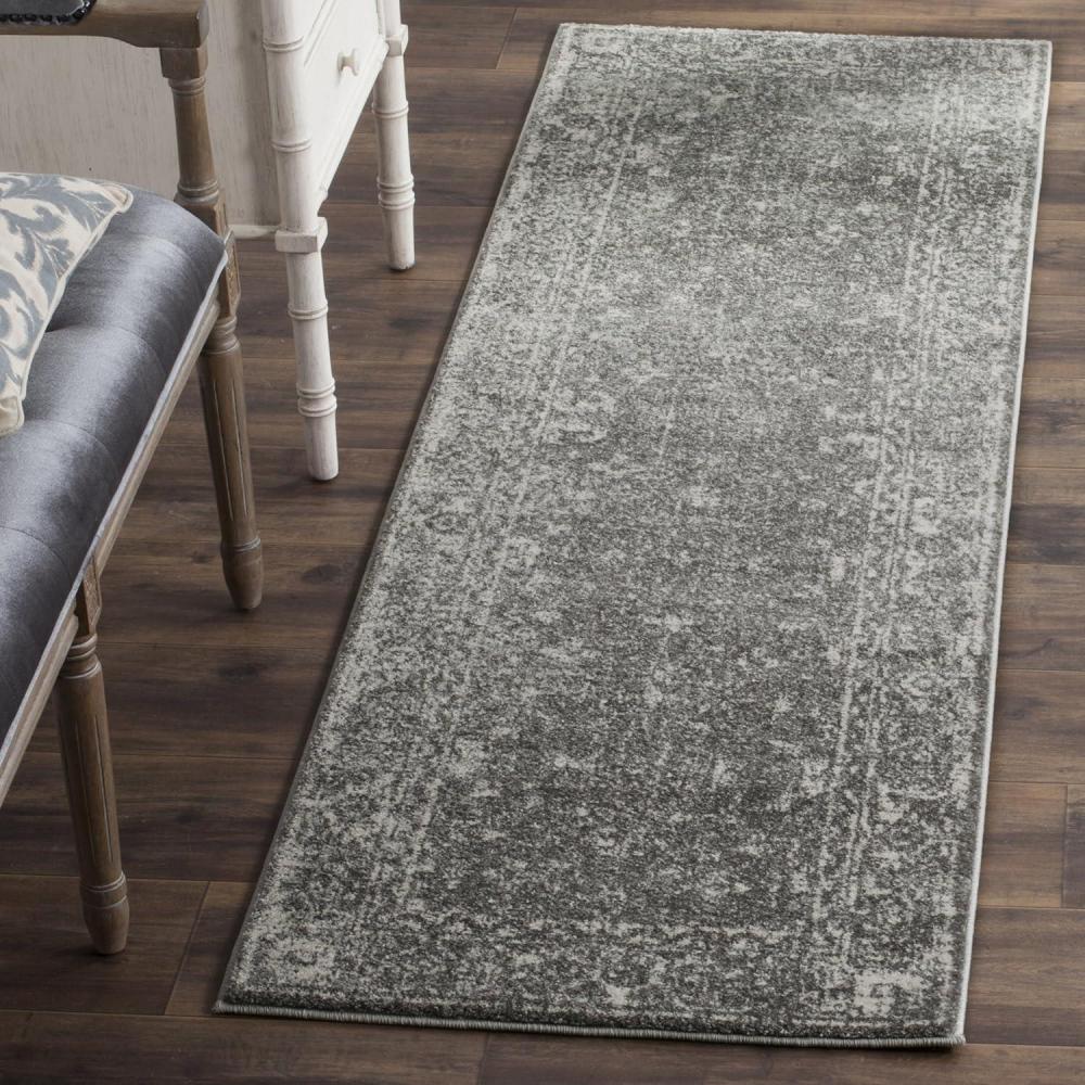 image:imageSAFAVIEH Evoke Collection 8 x 10 Charcoal Ivory EVK270K Shabby Chic Distressed NonShedding Living Room Bedroom Dining Home Office Area RugGreyIvory