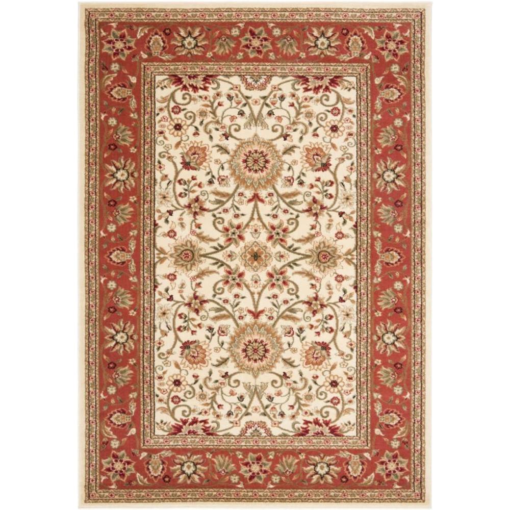 image:imageSAFAVIEH Lyndhurst Collection Area Rug  8 x 11 Black amp Red Traditional Oriental Design NonShedding amp Easy Care Ideal for High Traffic Areas in Living Room Bedroom LNH212GIvoryRust
