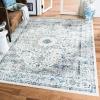 SAFAVIEH Area Rug 8×10 – Evoke Collection – Large – Ivory & Blue, Shabby Chic Oriental Medallion Design, Non-Shedding & Easy to Clean, Ideal for Living Room, Bedroom, Dining Space (EVK220C)(Grey)