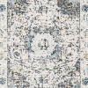 SAFAVIEH Area Rug 8×10 – Evoke Collection – Large – Ivory & Blue, Shabby Chic Oriental Medallion Design, Non-Shedding & Easy to Clean, Ideal for Living Room, Bedroom, Dining Space (EVK220C)(Grey/Gold)