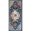 SAFAVIEH Crystal Collection Area Rug – 8′ x 10′, Teal & Rose, Medallion Distressed Design, Non-Shedding & Easy Care, Ideal for High Traffic Areas in Living Room, Bedroom (CRS501T)(Navy/Fuchsia)