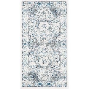 SAFAVIEH Area Rug 8×10 – Evoke Collection – Large – Ivory & Blue, Shabby Chic Oriental Medallion Design, Non-Shedding & Easy to Clean, Ideal for Living Room, Bedroom, Dining Space (EVK220C)(Ivory/Grey)