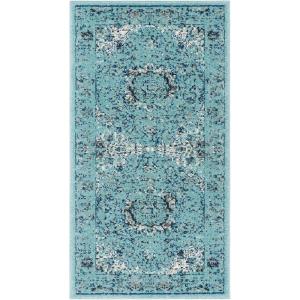 SAFAVIEH Area Rug 8×10 – Evoke Collection – Large – Ivory & Blue, Shabby Chic Oriental Medallion Design, Non-Shedding & Easy to Clean, Ideal for Living Room, Bedroom, Dining Space (EVK220C)(Light Blue)