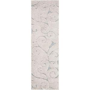 SAFAVIEH Area Rug 8×10 – Florida Shag Collection – Large – Cream & Blue, Scroll Design, Non-Shedding & Easy to Clean, High-Low Plush Pile, Ideal for Living Room, Bedroom, Dining Space (SG455-1165)(Beige/Blue Grey)