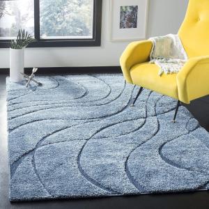 SAFAVIEH Area Rug 8×10 – Florida Shag Collection – Large – Grey & Grey, Non-Shedding & Easy Cleaning, Plush Thick Pile, Ideal for Living Room, Bedroom, Dining Space (SG471080)(Light Blue/Blue)