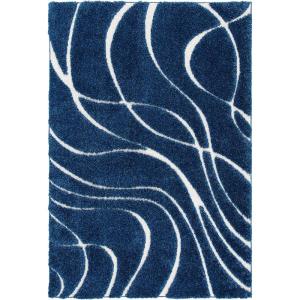 SAFAVIEH Area Rug 8×10 – Florida Shag Collection – Large – Grey & Grey, Non-Shedding & Easy Cleaning, Plush Thick Pile, Ideal for Living Room, Bedroom, Dining Space (SG471080)(Navy/Ivory)