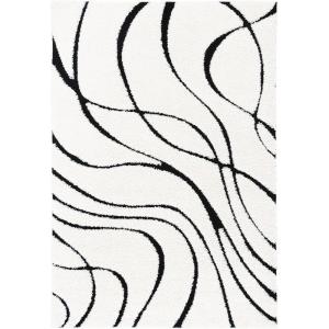 SAFAVIEH Area Rug 8×10 – Florida Shag Collection – Large – Grey & Grey, Non-Shedding & Easy Cleaning, Plush Thick Pile, Ideal for Living Room, Bedroom, Dining Space (SG471080)(Ivory/Black)