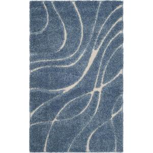 SAFAVIEH Area Rug 8×10 – Florida Shag Collection – Large – Grey & Grey, Non-Shedding & Easy Cleaning, Plush Thick Pile, Ideal for Living Room, Bedroom, Dining Space (SG471080)(Light Blue/Cream)