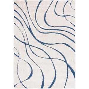 SAFAVIEH Area Rug 8×10 – Florida Shag Collection – Large – Grey & Grey, Non-Shedding & Easy Cleaning, Plush Thick Pile, Ideal for Living Room, Bedroom, Dining Space (SG471080)(Cream/Blue)