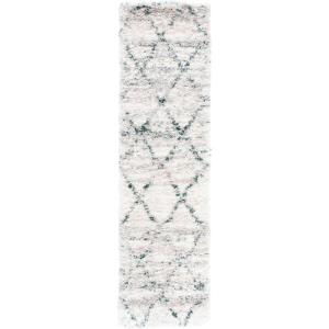 SAFAVIEH Area Rug 8×10 – Fontana Shag Collection – Large – Grey & Ivory, Modern Design, Non-Shedding & Easy Cleaning, Ultra Plush Thick Pile, Ideal for Living Room, Bedroom, Dining Space (FNT886F)(Green/Ivory)