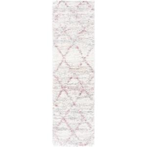 SAFAVIEH Area Rug 8×10 – Fontana Shag Collection – Large – Grey & Ivory, Modern Design, Non-Shedding & Easy Cleaning, Ultra Plush Thick Pile, Ideal for Living Room, Bedroom, Dining Space (FNT886F)(Pink/Ivory)