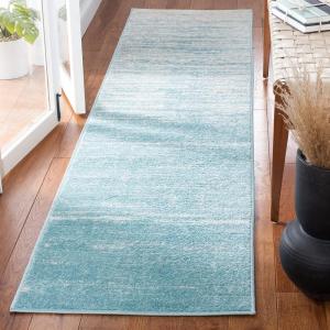 SAFAVIEH Area Rug 9×12 – Adirondack Collection – Large – Navy & Grey, Modern Ombre Design, Non Shedding & Easy to Clean, Ideal for Living Room, Bedroom, Office, Dining Space (ADR113E)(Aqua/Ivory)