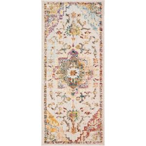 SAFAVIEH Crystal Collection Area Rug – 8′ x 10′, Teal & Rose, Medallion Distressed Design, Non-Shedding & Easy Care, Ideal for High Traffic Areas in Living Room, Bedroom (CRS501T)(Light Blue/Grey)