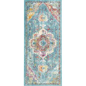 SAFAVIEH Crystal Collection Area Rug – 8′ x 10′, Teal & Rose, Medallion Distressed Design, Non-Shedding & Easy Care, Ideal for High Traffic Areas in Living Room, Bedroom (CRS501T)(Teal/Orange)