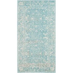 SAFAVIEH Evoke Collection 8′ x 10′ Charcoal / Ivory EVK270K Shabby Chic Distressed Non-Shedding Living Room Bedroom Dining Home Office Area Rug(Light Blue / Ivory)