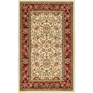SAFAVIEH Lyndhurst Collection Area Rug – 8′ x 11′, Black & Red, Traditional Oriental Design, Non-Shedding & Easy Care, Ideal for High Traffic Areas in Living Room, Bedroom (LNH212G)(Ivory/Red)