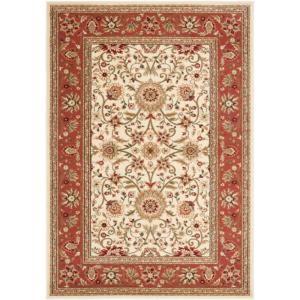 SAFAVIEH Lyndhurst Collection Area Rug – 8′ x 11′, Black & Red, Traditional Oriental Design, Non-Shedding & Easy Care, Ideal for High Traffic Areas in Living Room, Bedroom (LNH212G)(Ivory/Rust)