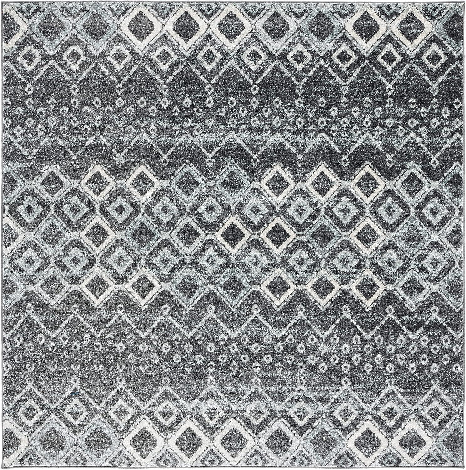 image:imageSAFAVIEH Amsterdam Collection Area Rug 8 x 10 Ivory amp Multi Moroccan Boho Design NonShedding amp Easy Care Ideal for High Traffic Areas in Living Room Bedroom AMS108KDark GreyLight Grey