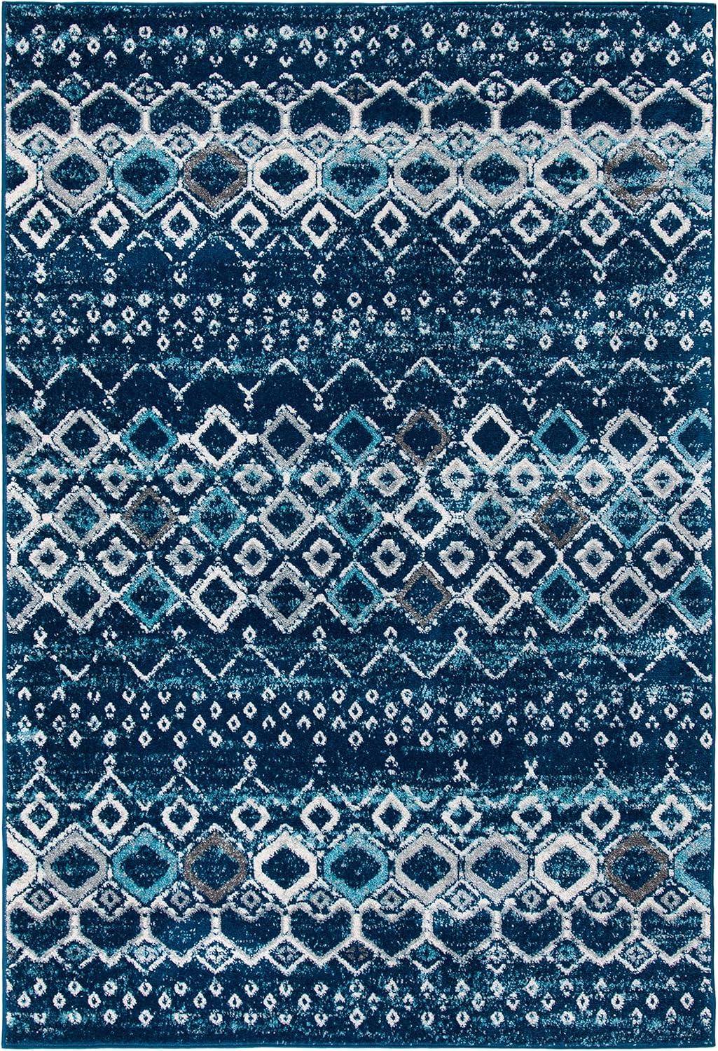 image:imageSAFAVIEH Amsterdam Collection Area Rug 8 x 10 Ivory amp Multi Moroccan Boho Design NonShedding amp Easy Care Ideal for High Traffic Areas in Living Room Bedroom AMS108KNavyBeige