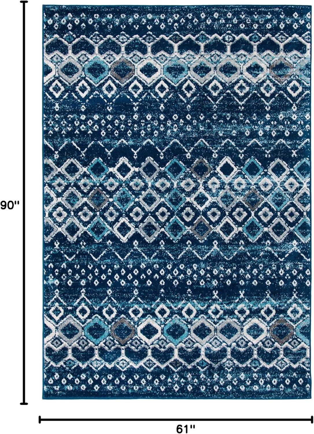 image:imageSAFAVIEH Amsterdam Collection Area Rug 8 x 10 Ivory amp Multi Moroccan Boho Design NonShedding amp Easy Care Ideal for High Traffic Areas in Living Room Bedroom AMS108KNavyBeige