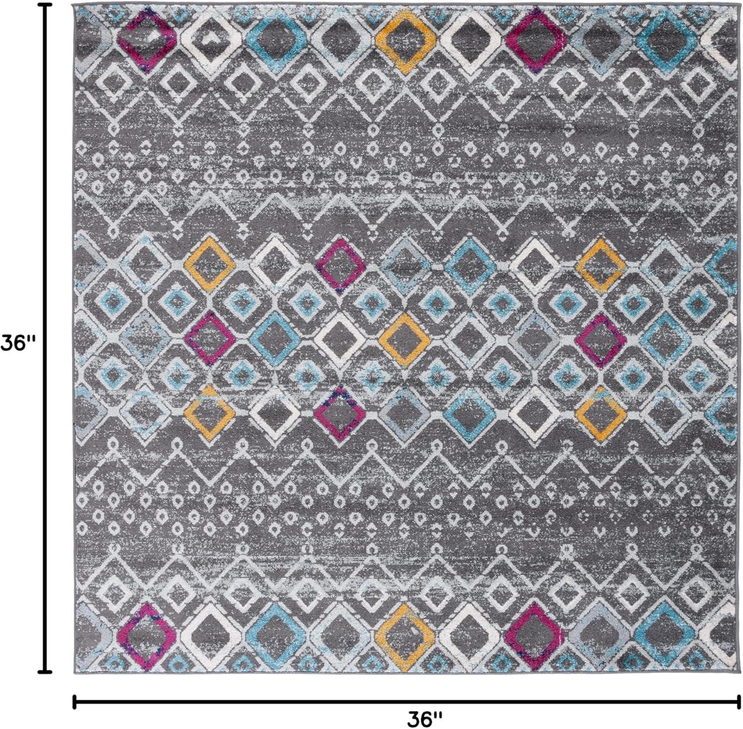 image:imageSAFAVIEH Amsterdam Collection Area Rug 8 x 10 Ivory amp Multi Moroccan Boho Design NonShedding amp Easy Care Ideal for High Traffic Areas in Living Room Bedroom AMS108KDark GreyIvory