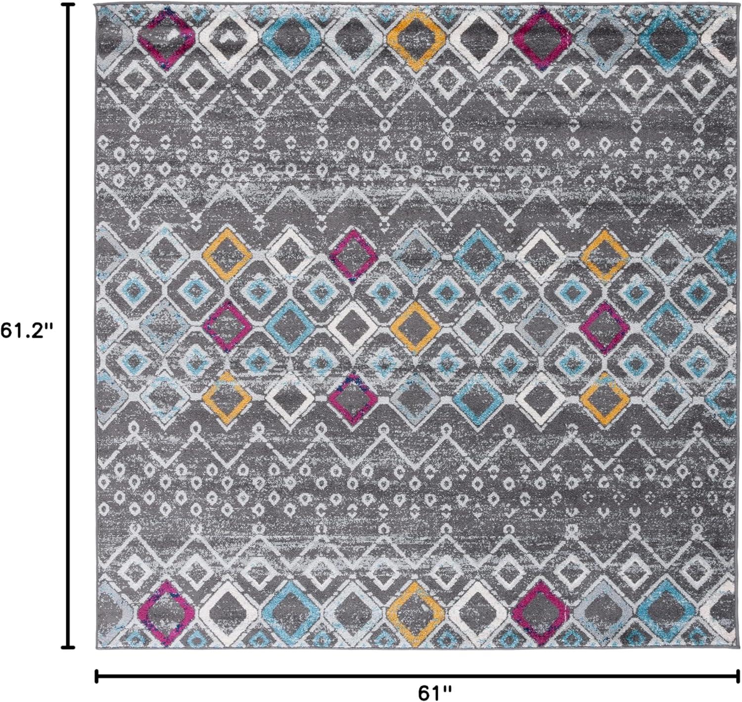 image:imageSAFAVIEH Amsterdam Collection Area Rug 8 x 10 Ivory amp Multi Moroccan Boho Design NonShedding amp Easy Care Ideal for High Traffic Areas in Living Room Bedroom AMS108KDark GreyIvory